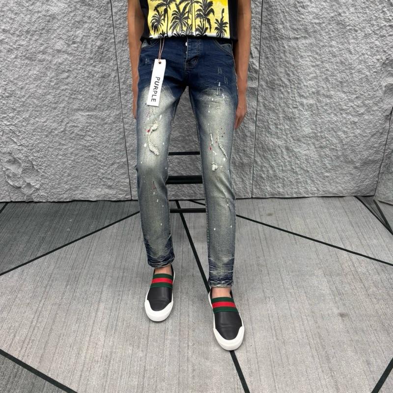 Quần jeans purple xanh trơn xước nhẹ vệt cào hot new nam nữ