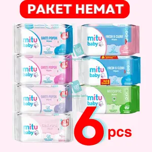 PAKET 2PACK/4PCS DAN 3PACK/6PCS MITU BABY TISU BASAH 50s Ganti Popok Bayi - Alcohol Free
