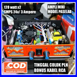 amplimini 120 wattx2/sudah smps 24v 3 ampere