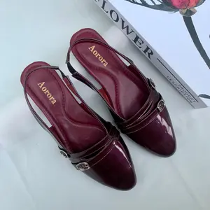 Aorora - Sandal Wanita Mules Anti Licin Flatshoes Slip On Trendy Sendal Selop Kekinian Hak Datar 1 cm 2025