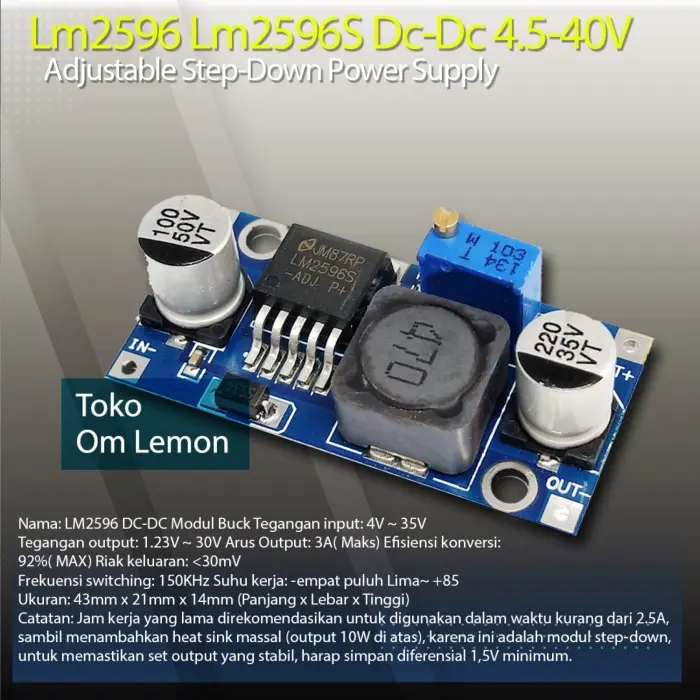 LM2596 LM2596S DC-DC 3-40V ADJUSTABLE STEP DOWN POWER SUPPLY 3A