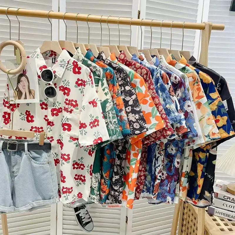 Áo Sơ Mi In Hình Cổ Điển Phong Cách Hồng Kông, In Hình Tranh Sơn Dầu, Thiết Kế Mới Đầu Xuân Cho Nữ, Thích Hợp Cho Nam Và Nữ, Áo Cánh Dáng Rộng Ngắn Tay, Phong Cách Độc Đáo, Có Cùng Đoạn 0