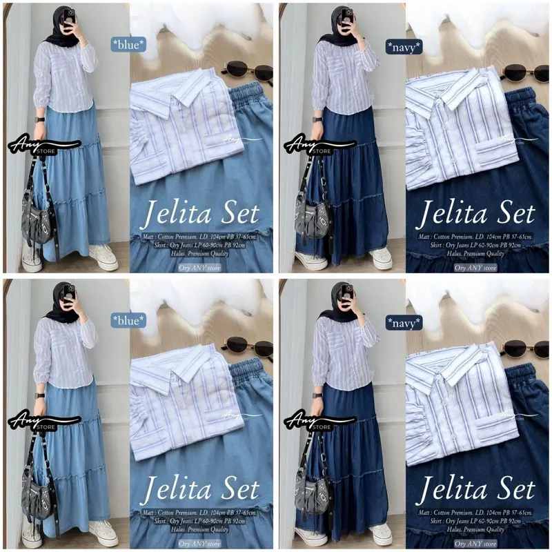 One Set Rok Blouse Salur Denim Series Selina Kiran Jelita Ivanka Herse 3