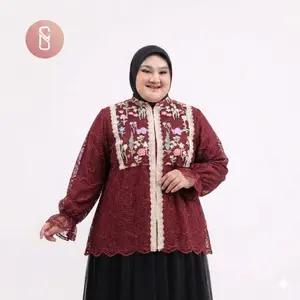 Myshawl Aiza Outer Zahra Baju Atasan Jumbo Brukat tille Motif Kasual Kondangan Wisuda Kekinian Big Size Brukat Bunga Jumbo