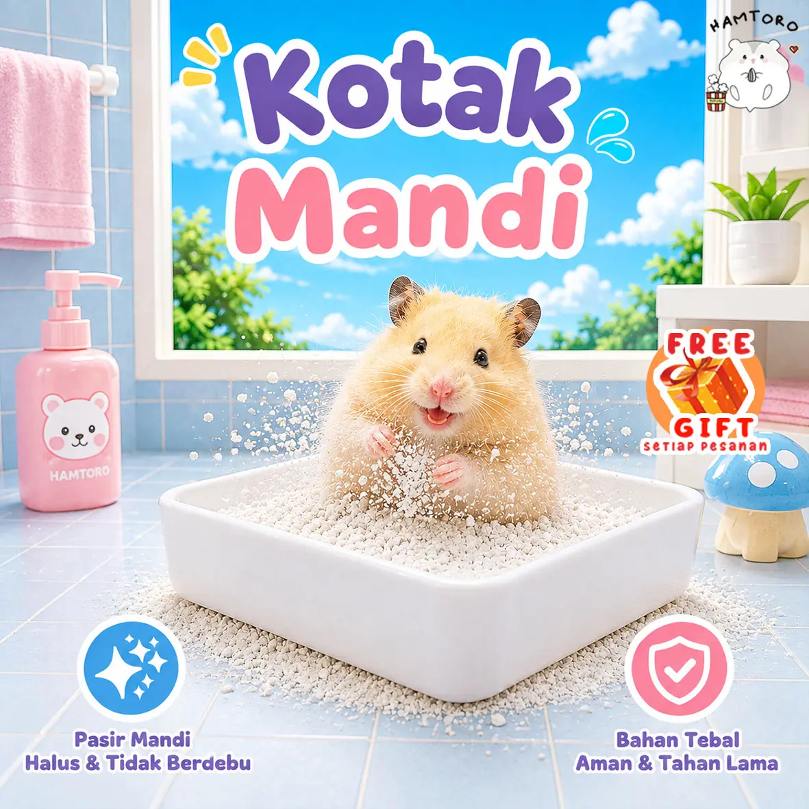Kotak Multifungsi Tempat Mandi/Makan Hamster