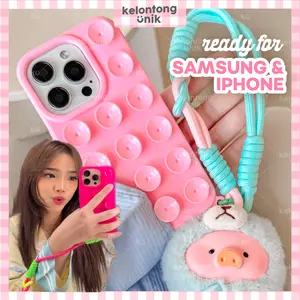 ◤READY! GURITA FUJI◥ KELONTONG UNIK | (Free Gelang Hp) Gurita Silicone Suction Cup Case with Lanyard Phone Charm Tali Gantungan - Softcase/ Case HP for iPhone Samsung XR 11 12 13 14 15 16 17 PRO PROMAX PLUS A6 A16 A36 A56 ,CISAG