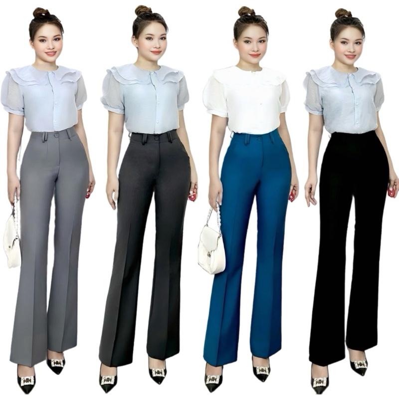  Quần ống loe công sở 1 nút M25 nữ cotton lạnh Hàn co giãn nhẹ  quần dài   99 - 100cm  size M-2XL - Nữ 