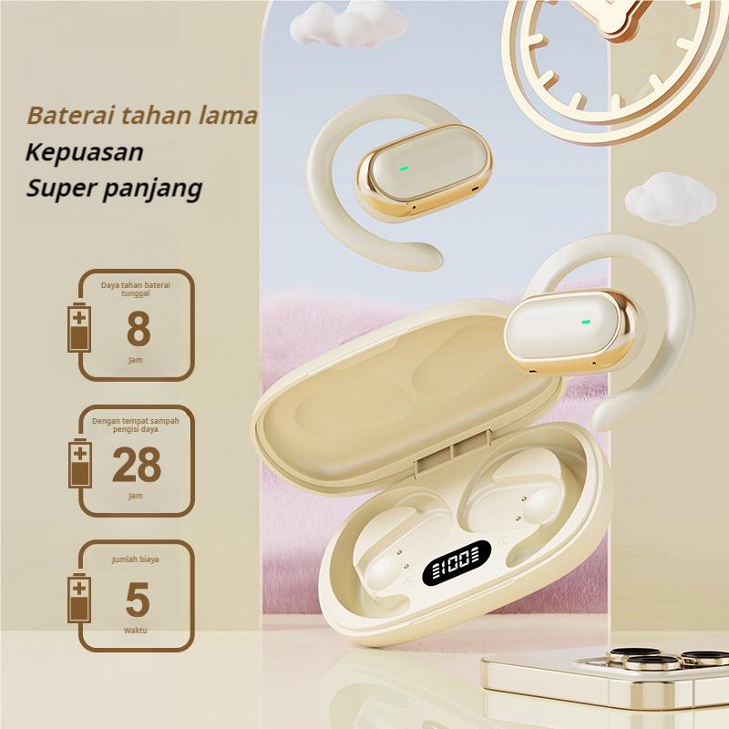 Original X96 TWS Headset Bluetooth 5.3 Wireless Earphone Yang Dapat Diputar 130° Open Ear Bone Conduction LED Digital Display OWS Olahraga Earhook Earphones Noise Reduction HIFI Stereo Bass Sports Headphones Sesuaikan posisi untuk Android lOS With Mic 2