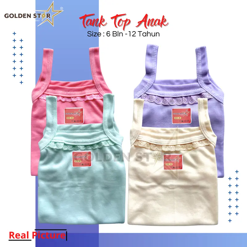 6 Pcs Tank Top renda Anak perempuan Warna - Tengtop Anak perempuan Warna Usia 0-2 Tahun Tanpa Bolong Bolong Kaos Dalam Kutang Anak Perempuan TREN - Kaos Singlet Anak Perempuan  / Tanktop Anak warna Lusinan pewe 3