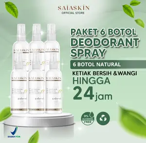 Paket 6 Botol Deodorant Spray Tawas Saia Skin 60ml BPOM - Menghilangkan Bau Badan & Mengontrol Keringat Berlebih Hitam Ketiak Kuning