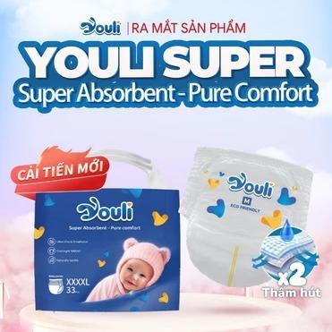 Youli Xanh Mẫu Mới Tã Bỉm Dán Baby Pants Chất Liệu Mềm Mại Thấm Hút Tốt Cho Bé 0-25kg Size S54 M46 L42 XL40 XXL36 XXXL34 XXXXL33