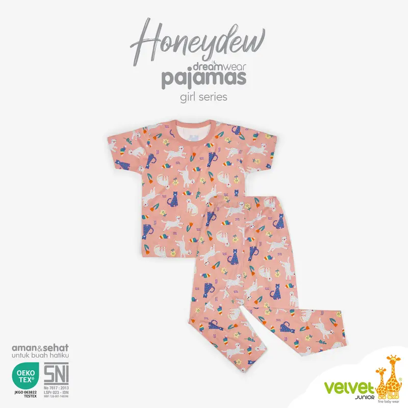 Velvet Junior Piyama Pendek Panjang Anak Perempuan DreamWear Girl - 1 STEL - Busy Bees, Sweet Daisies, Honeydwe 4