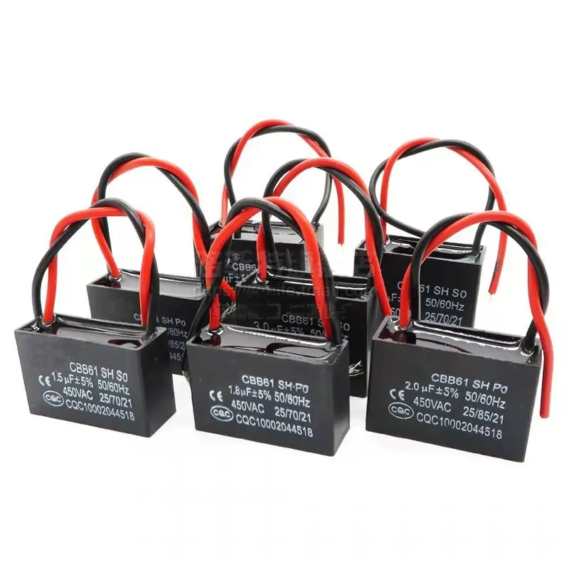 Kapasitor Kipas Angin CBB61 1.2UF, 1.5UF, 1.8UF, 2UF, 2.5UF, 3UF 450V Dinamo Kipas Angin/Capasitor