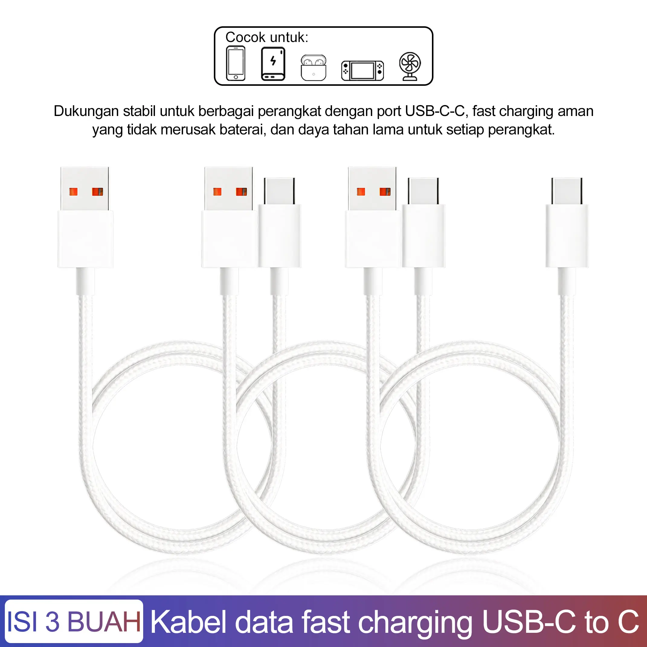 3 Kabel USB to Type-C