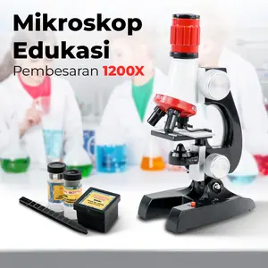 Mikroskop Edukasi Anak 1200X Pembesaran Science Kit untuk Pemula - 1412X - Black