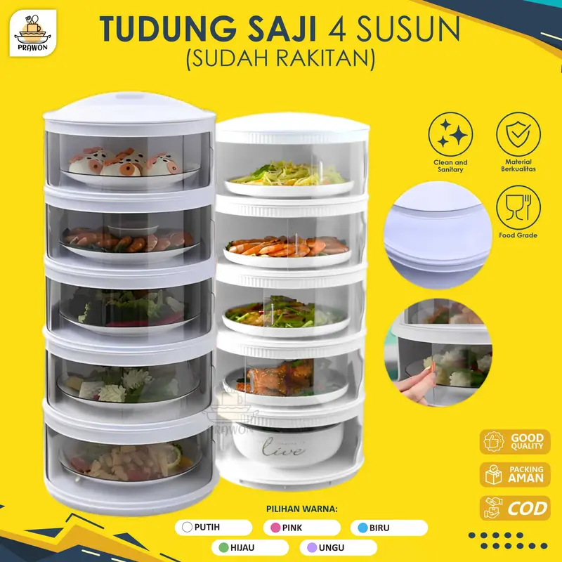 TUDUNG SAJI FOOD STORAGE PENYIMPAN MAKANAN ESTETIK 5 SUSUN RAKITAN 0