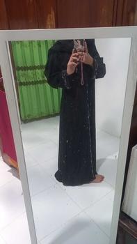 Product Review of ABAYA NAZIRA FULL HITAM  mote swarosky Hitam Polos terbaru 2024 Mutiara Muslim Wanita Bordir Ceruty from N**t 2