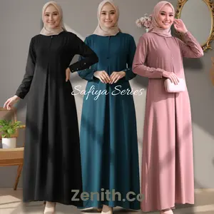 Zenith.Co - Safiya Dress Gamis Casual Polos Bahan Marbella Anti UV Baju Daily Muslim Wanita Lengan Kancing