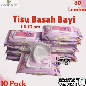 Tisu Basah Bayi 10pack Bundling murah Baby Wet Wipes Makeup Remover Non Iritasi Pure Water SS-4 | Kekinian