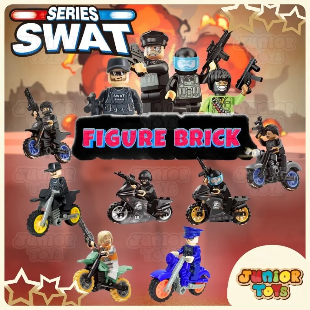 Mainan Mainan Anak Brick Figure Balok Susun Karakter Swat Army Motor Series