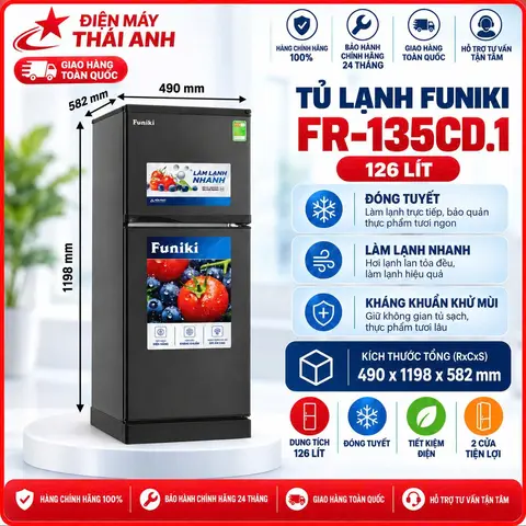 TỦ LẠNH FUNIKI KHÔNG CÓ QUẠT GIÓ 130L MÃ FR-135CD.1