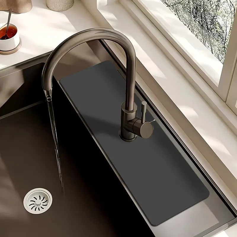 Faucet Splash Guard Mat Stain-Resistant Kitchen Sink Drain Protector Flexible Water Catcher & Drying Pad
