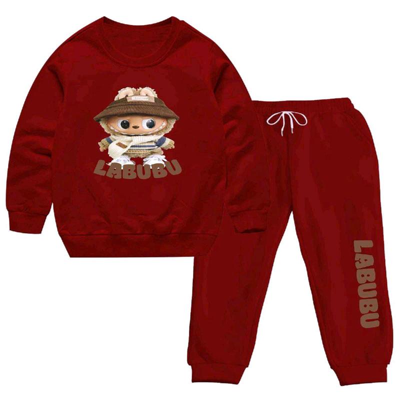 Stelan joger anak viral labubu coklat Karakter lucu Fashion Switer Perempuan Parsel  Celana Baju 2