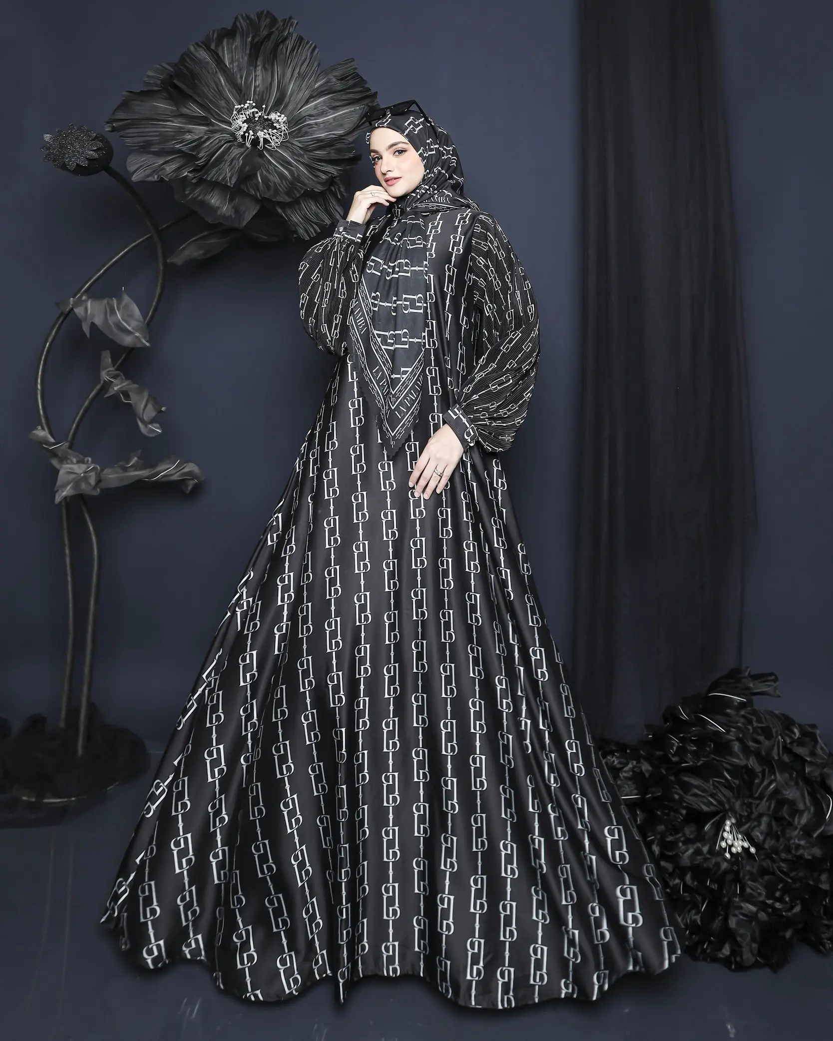 Set premium “CLOE” (free scarf) silk premium voal tryspan ultrafine digital printing