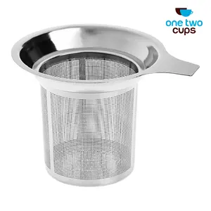 One Two Cups Filter Saringan Teh Reusable Tea Coffee Infuser Strainer Stainless Steel Kitchenware Cangkir