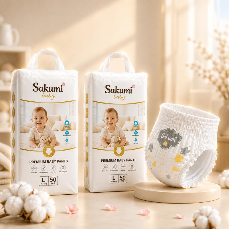 Sakumi Combo 100 Miếng Bỉm Quần Sakumi Size M đến 4XL Thấm Hút Nhanh Dung Tích Cao Mỏng 2mm Khô Thoáng Cho Bé