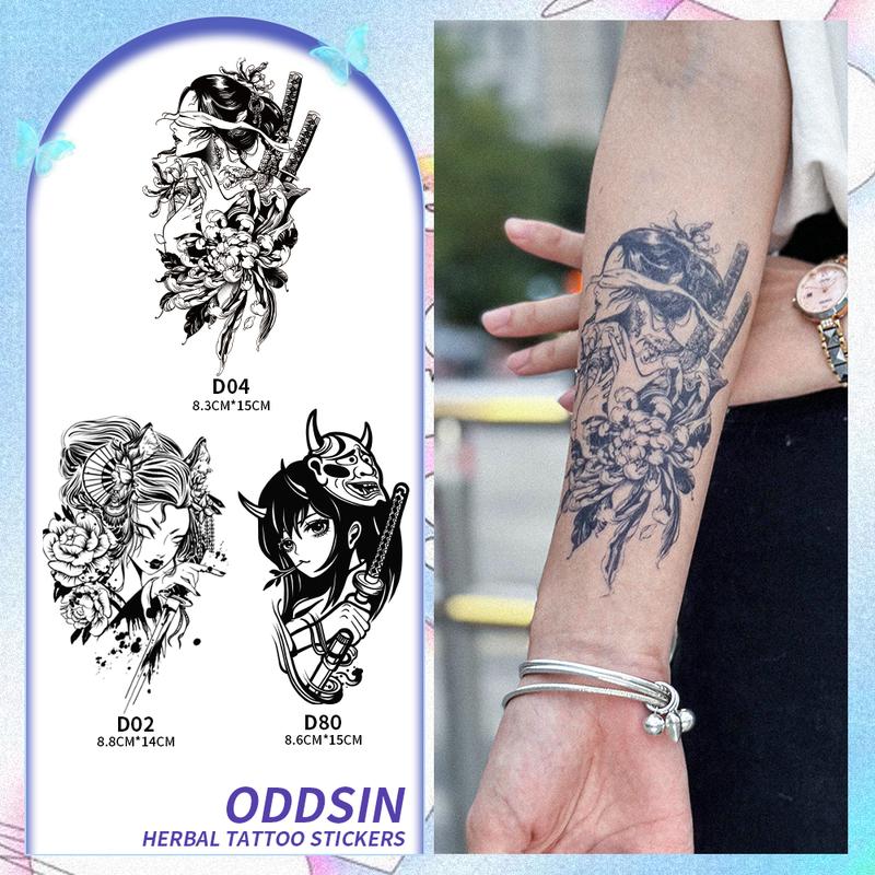 Hình Xăm Tạm Thời Geisha, Bộ 3 Cái, Không Thấm Nước, Lâu Trôi, Hình Xăm Dán, Để Sử Dụng Trong 15 Ngày