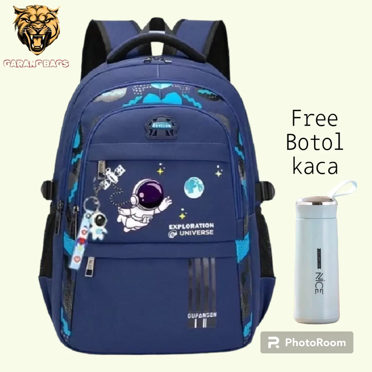 Hamid Bags [ FREE BOTOL ] Backpack sekolah aesthetic / Tas astronot anak sd smp / Tas ransel sekolah  laki laki perempuan sd smp sma / Tas anak cowok / Tas karakter / Tas anak kekinan viral / Tas Laptop sekolah / Tas sekolah / Tas ransel multifungsi