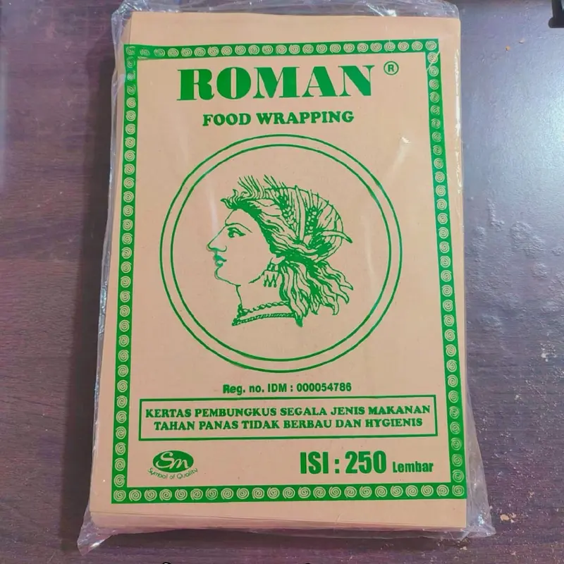 250pcs Kertas Nasi Coklat Merk Roman Hijau/Bungkusan Nasi Warteg kertas sekali pakai 2