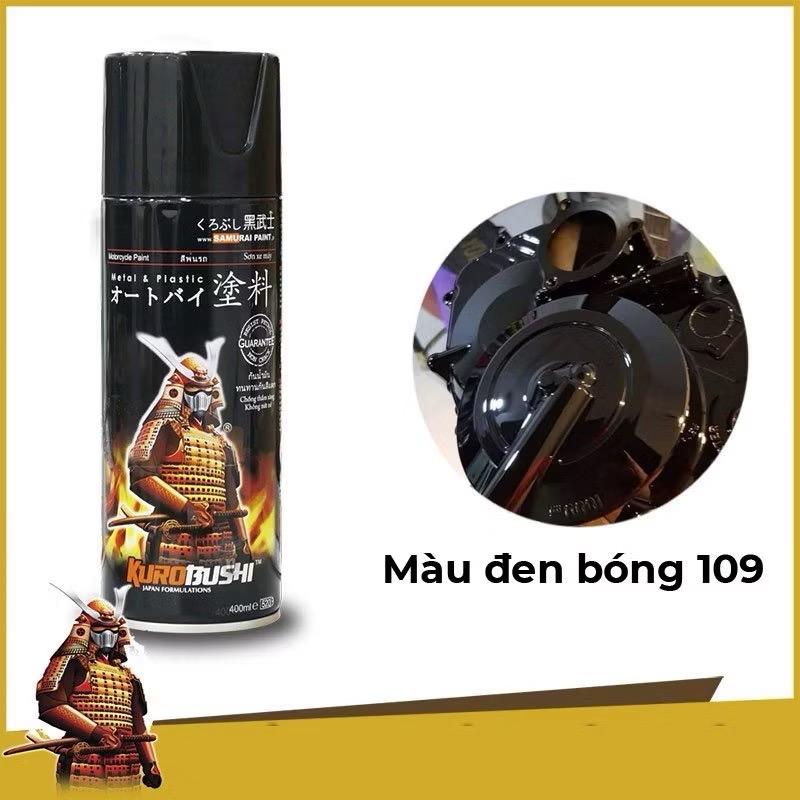  Sơn Samurai 109 Màu Đen Bóng – Sơn Xe Máy Nhựa & Kim Loại – Chống Trầy Bám Tốt 