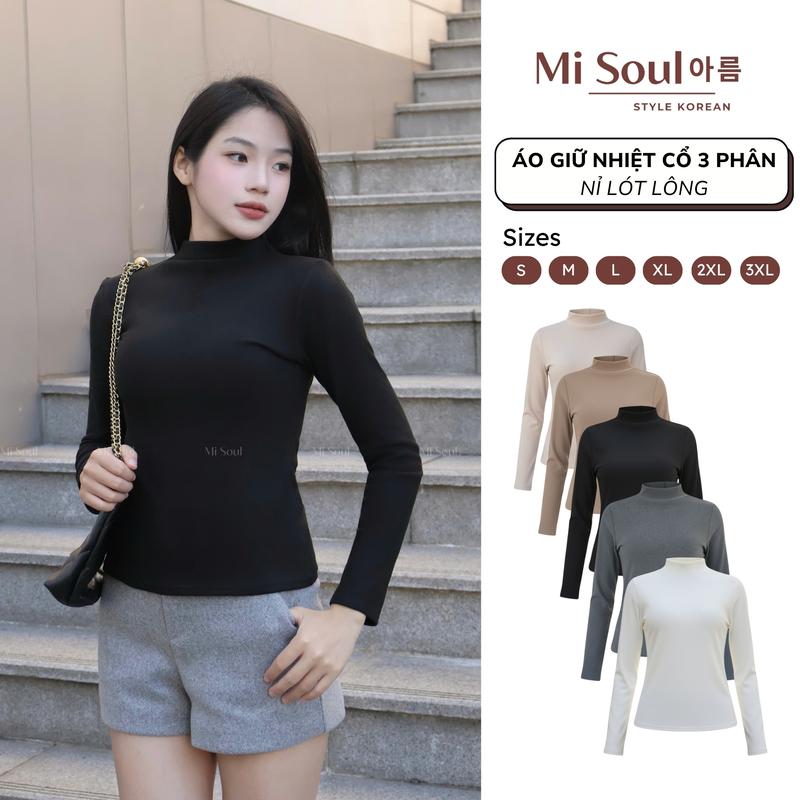 Áo Giữ Nhiệt Lót Nỉ Lông BigSize Trơn Cổ 3 Phân Dài Tay MiSoul Áo Giữ Nhiệt Dài Tay MiSoul BigSize 237 Chun Voi