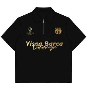 POLO ZIPPER YKK BARCELONA - ZENETH OFFICIAL STORE 100% Cotton katun hitam pekat