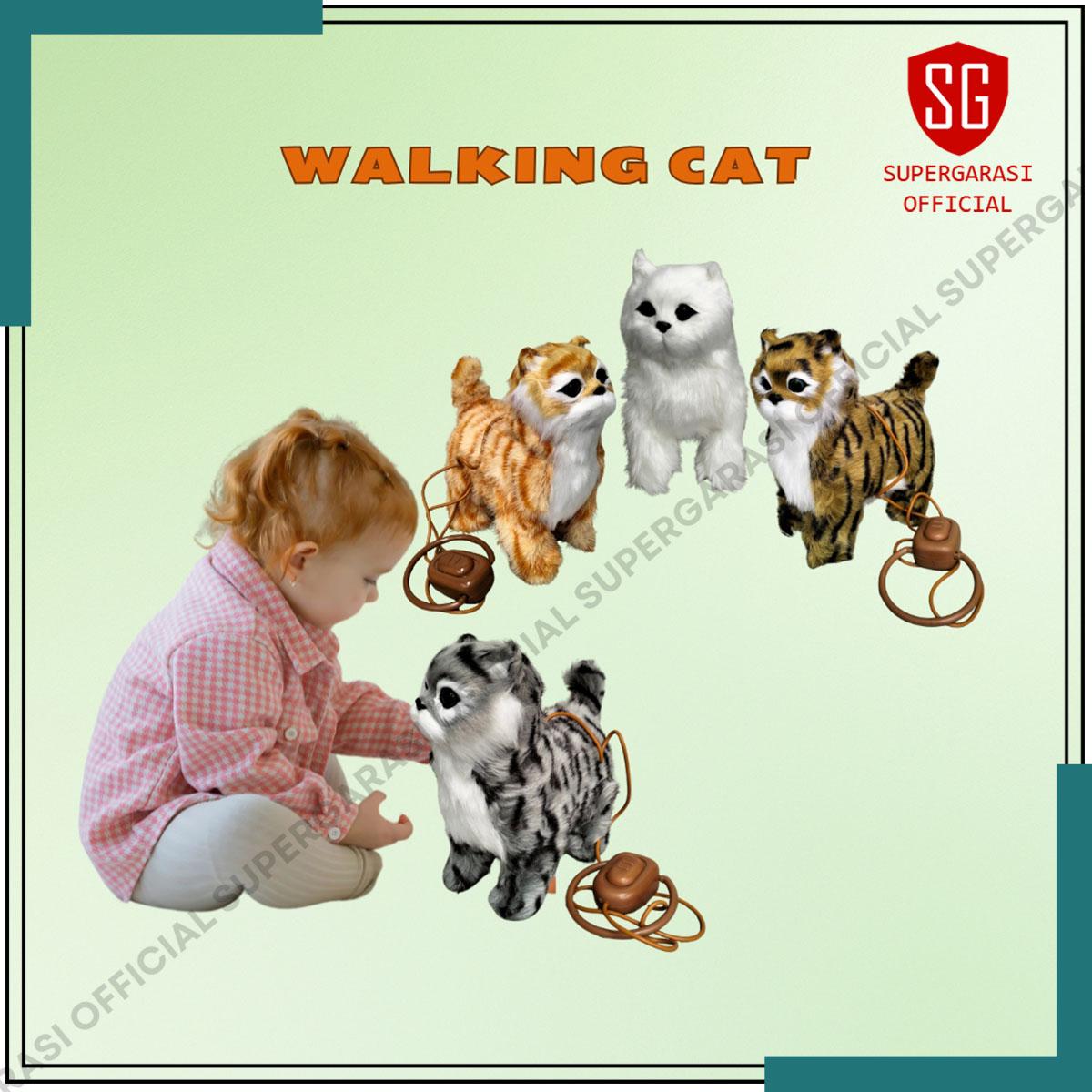 Boneka walking cat kucing berjalan dancing bisa bergerak dan suara mainan anak