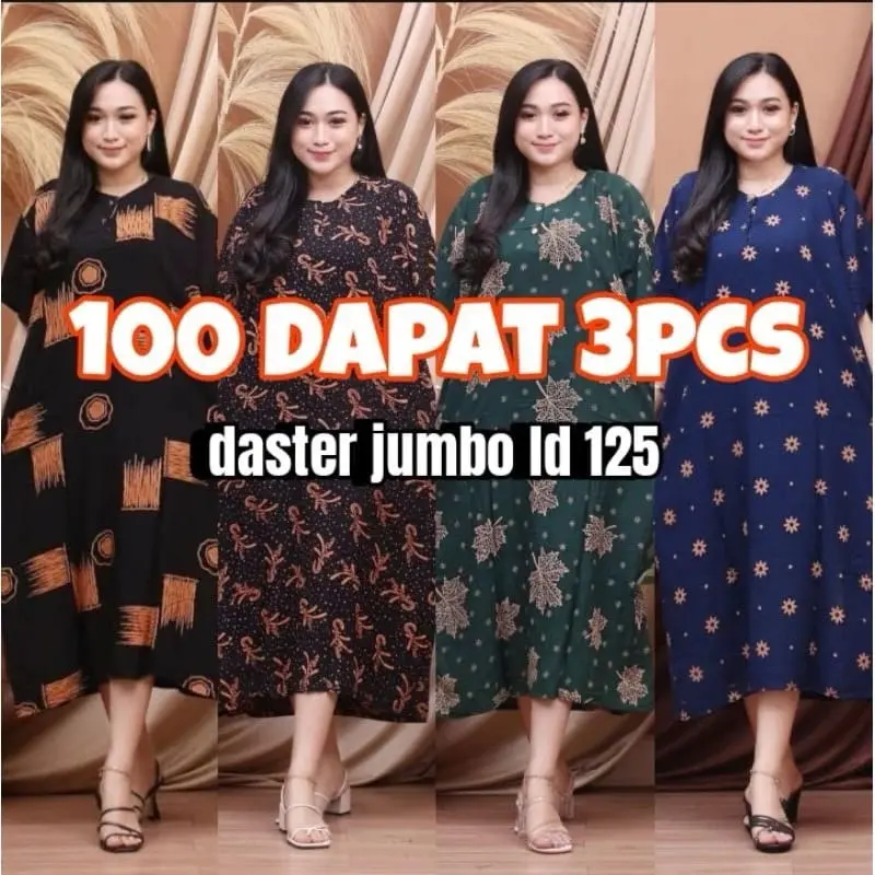 100ribu dapat 3pc Daster Cabutan Jumbo LD 120 Adem tdk Nerawang Busui Kancing Motif 0