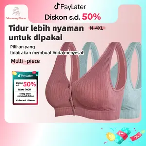 【2Pcs-Warna acak】 Ibu Bra Menyusui Kancing Depan Tanpa Kawat Katun Nursing Bra Wanita Bh 1018bra Ibu Busui Hamil Bumil