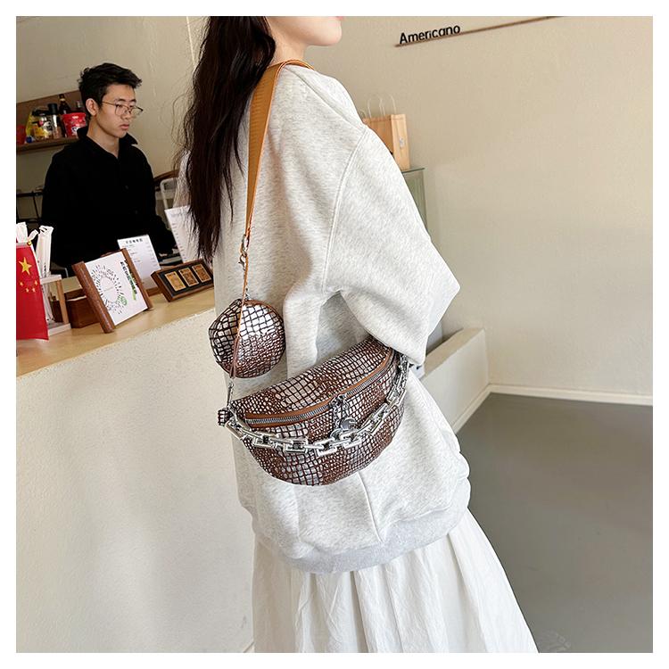 Product Introduction of Crocodile Women Chest Bag High Quality PU Leather Crossbody Bags For Girls Luxury Decoration Female Shoulder Bags 1