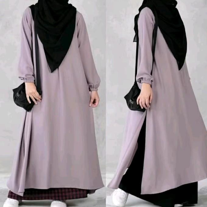 tunik | outfit kekinian  Atasan remaja-Dewasa Dress bahan crinkle Airflow Midi Basic Wanita 1