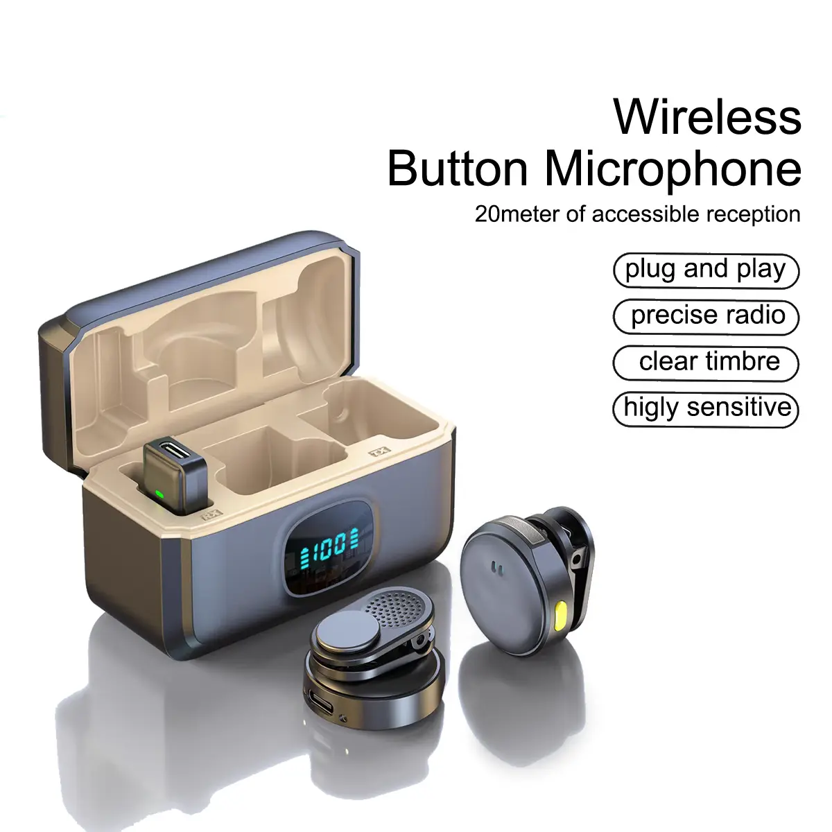 Magnetic Button Wireless Lavalier Microphone Outdoor Radio Recording Live Streaming Device Mobile Phone Noise Audio