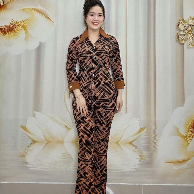 B27 Đồ bộ sơ mi ống bass hoạ tiết nổi bật sang trọng thương hiệu Hải Sơn