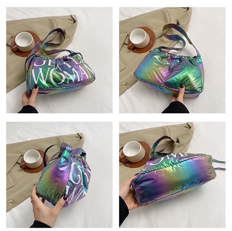 Product Introduction of Gentlewoman New Polyester Drawstring puffy Dumpling Bag Magnetic Buckle Closure in 4 Colors Gold Green Pink Rose Red Bag for women  tote bag or sling bag  2 Usage Directions 5