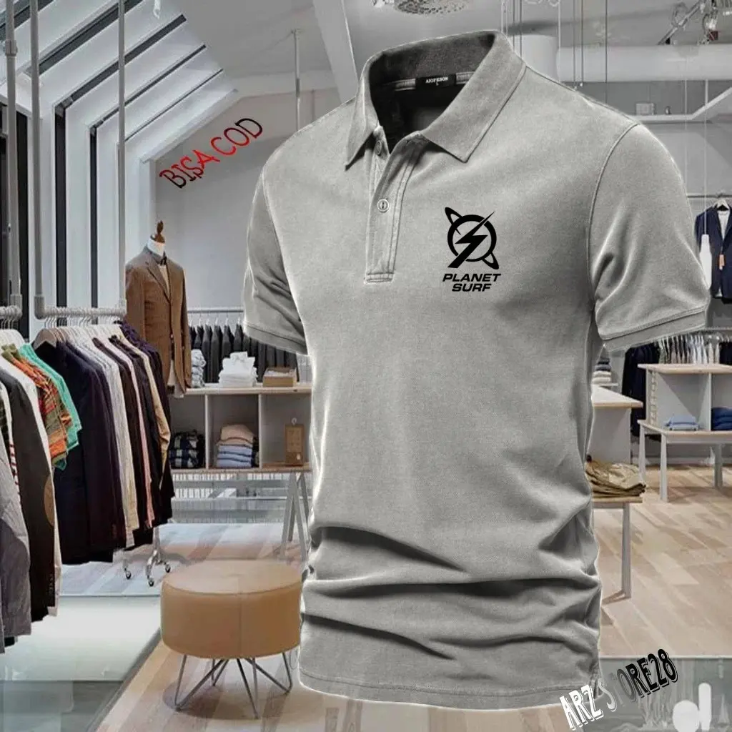 Terlaris !!! T-shrit POLO kerah Text Hitam Planet Surf Kaos Kerah Dewasa Shirt / Kaos Distro Pria Wanita / Kaos Seragam