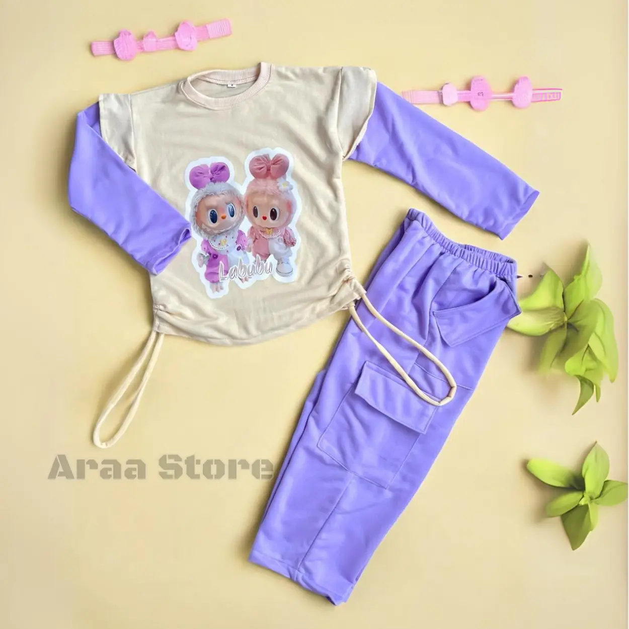 Baju Stelan Anak Perempuan Rempel Model, Bahan Bebytery, Usia 3-10 Tahun - Fashion Celana Setelan