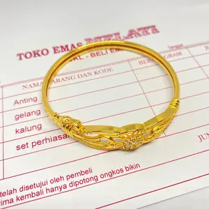 Gelang Bangle Emas Muda Elegan – Motif Bunga Matahari, Awet & Stylish