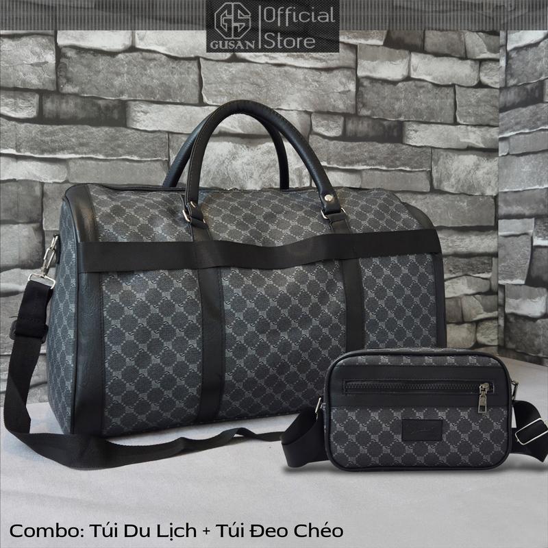 GUSAN Bộ Đôi Túi Du Lịch & Túi Đeo Chéo CB507.1901 Size 45x26x22cm Sức Chứa Lớn Chất Liệu Da PU Sang Trọng Hiện Đại Bag Nam