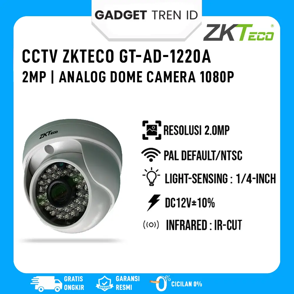 Kamera CCTV ZKTeco GT-AD-1220A 2MP Termurah 1 Tahun Garansi