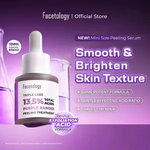 Facetology Triple Care 13.5% Total Asam Purple Ranger Peeling Treatment Serum Mini Size Smooth & Brighten Kulit dengan Formula Asam Lembut dan Efektif